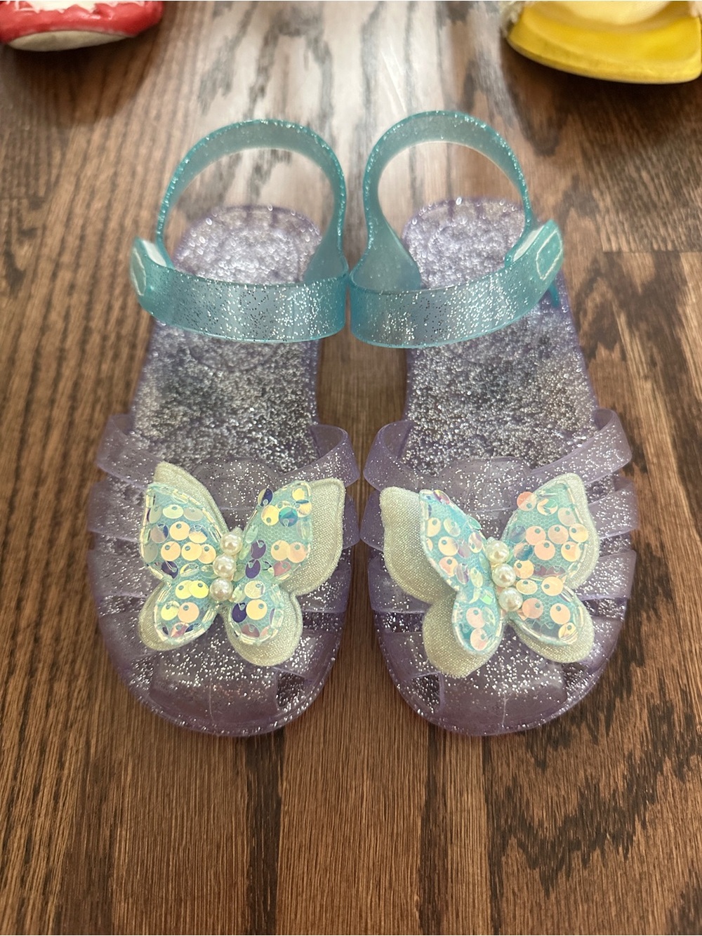 Girls Sparkle Butterfly Jelly Sandals - size 12
